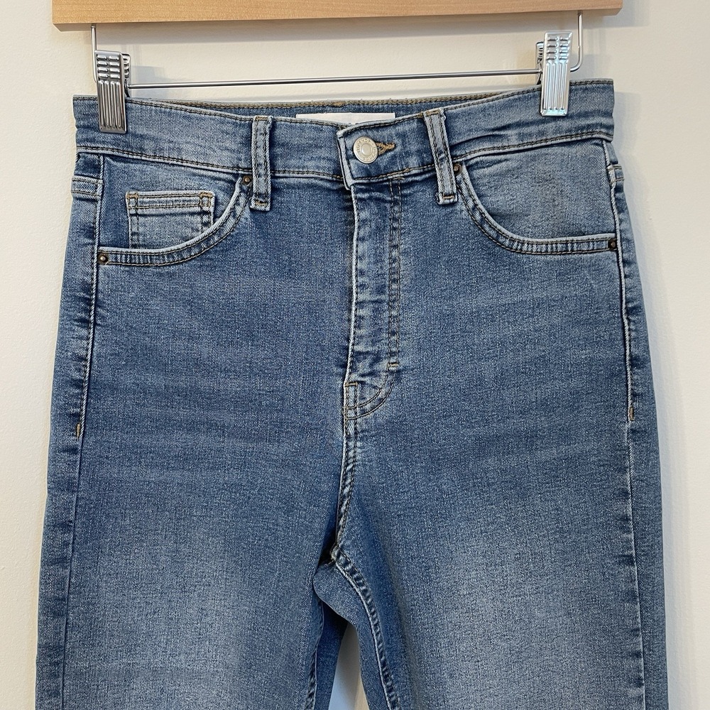 Topshop Jamie Jeans W28 L27 High Waisted Skinny Blue‎ Denim Raw Hem Ankle 28x27